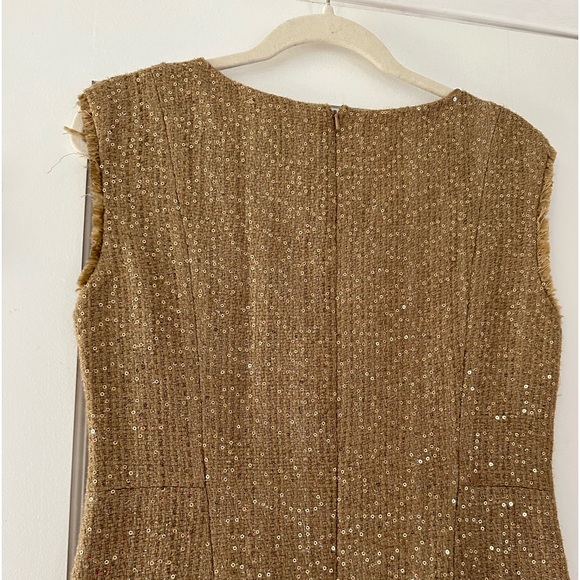 Michael Kors Sequined Gold Tweed Dress - Picture 11 of 12